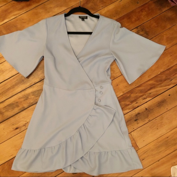 TOPSHOP light blue wrap mini dress - Picture 2 of 6